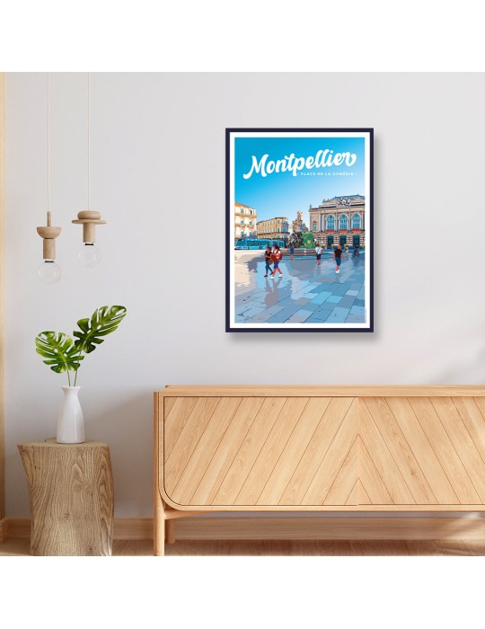 Montpellier Place de la comédie – Poster affiche – image encadrée