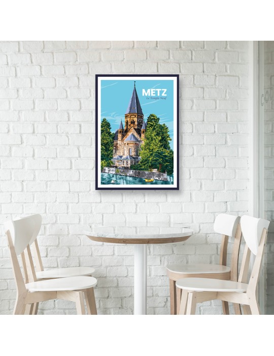 Metz Le Temple Neuf – Poster affiche – image encadrée