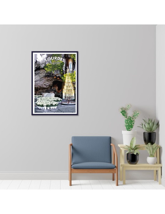 Lourdes "La Grotte" – Poster affiche – image encadrée