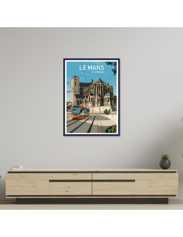 Le Mans "La Cathédrale" – Poster affiche – image encadrée 2