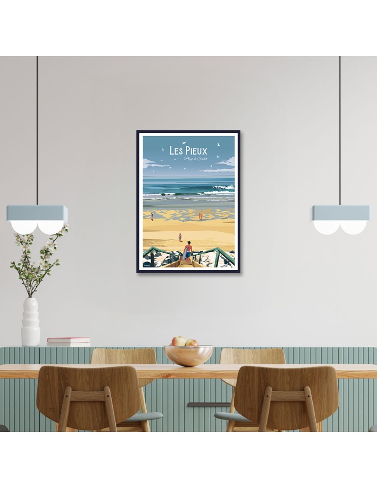 Les Pieux Surf – Poster affiche – image encadrée