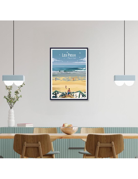 Les Pieux Surf – Poster affiche – image encadrée