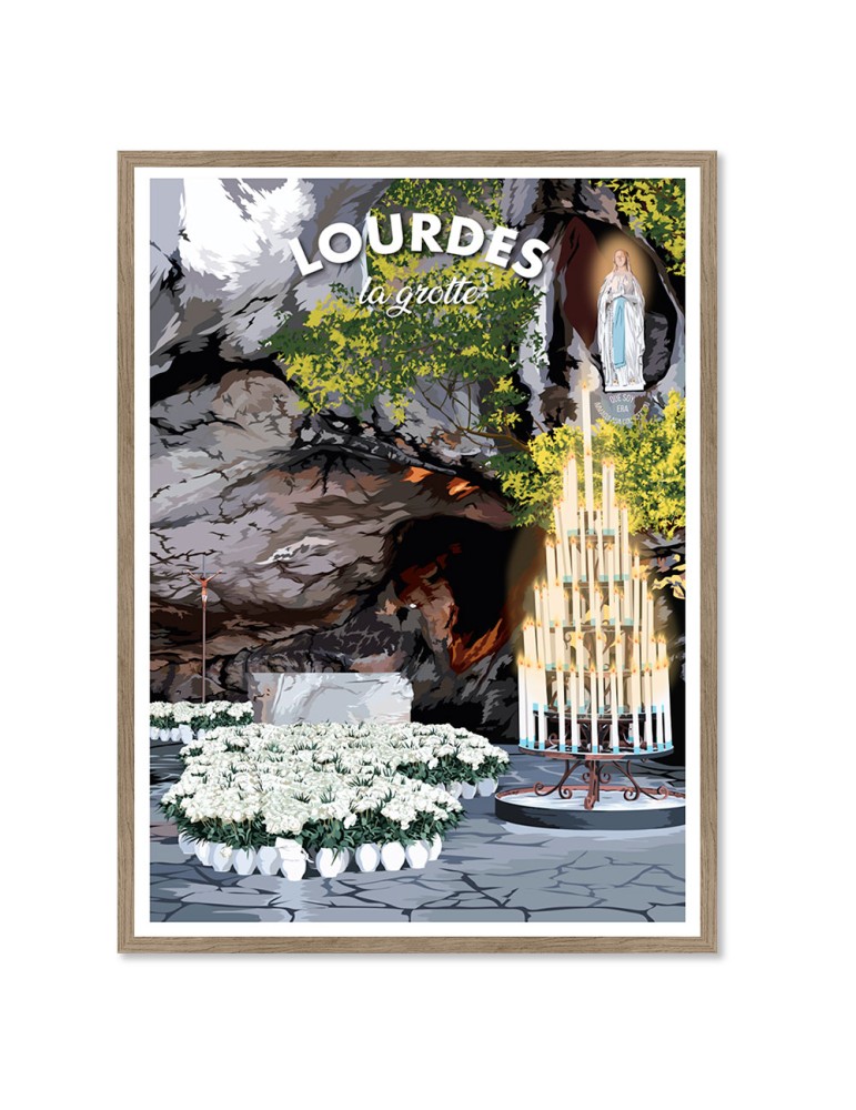 Lourdes "La Grotte" – Poster affiche – image encadrée