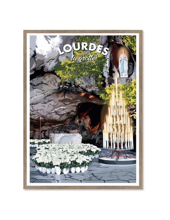 Lourdes "La Grotte" – Poster affiche – image encadrée