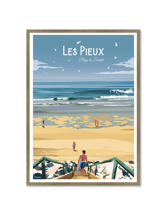 Les Pieux Surf – Poster affiche – image encadrée