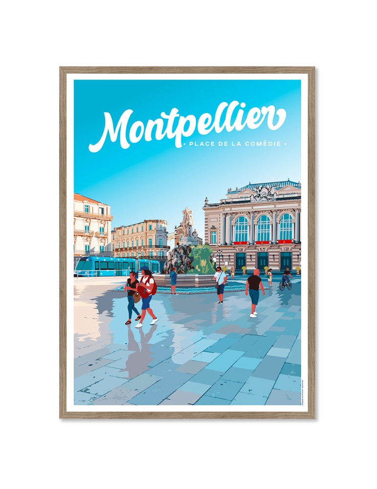 Montpellier Place de la comédie – Poster affiche – image encadrée