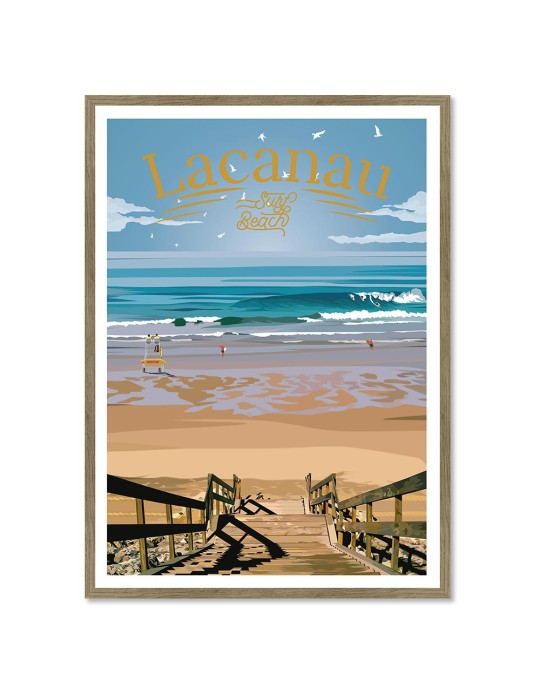 Lacanau surf beach – Poster affiche – image encadrée