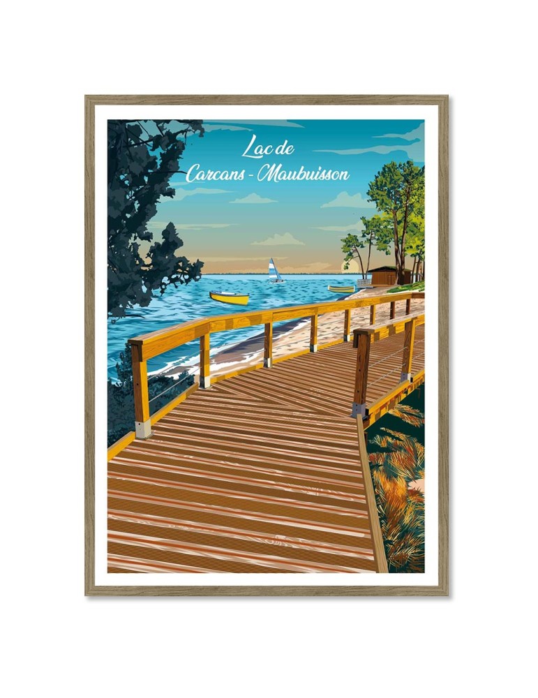 Maubuisson Lac de Carcans – Poster affiche – image encadrée