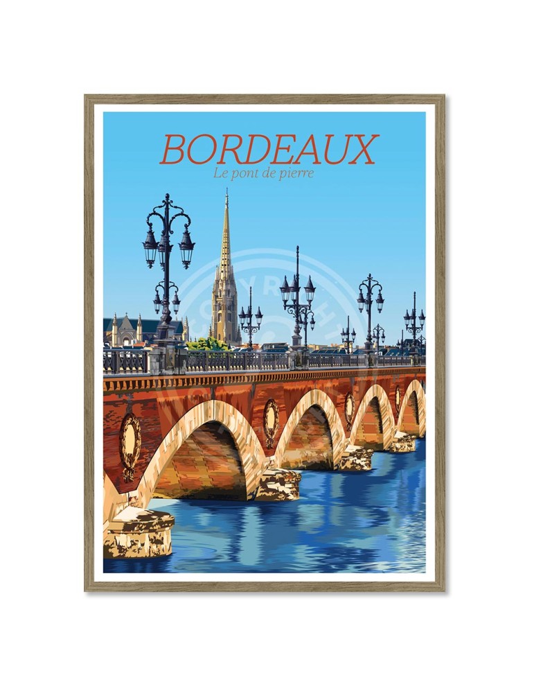 Bordeaux Pont de pierre – Poster affiche – image encadrée