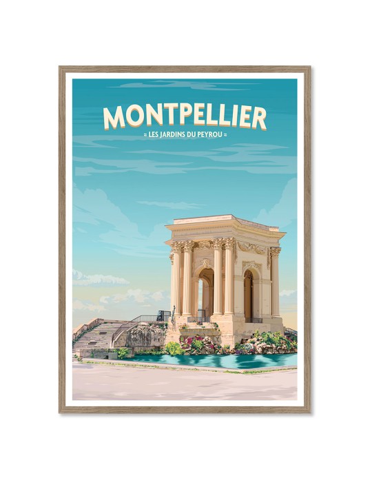 Montpellier Les jardins du peyrou – Poster affiche – image encadrée
