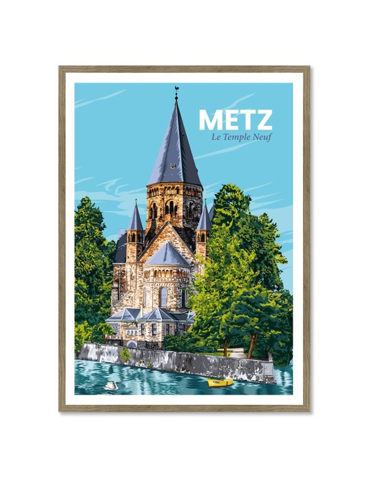 Metz Le Temple Neuf – Poster affiche – image encadrée