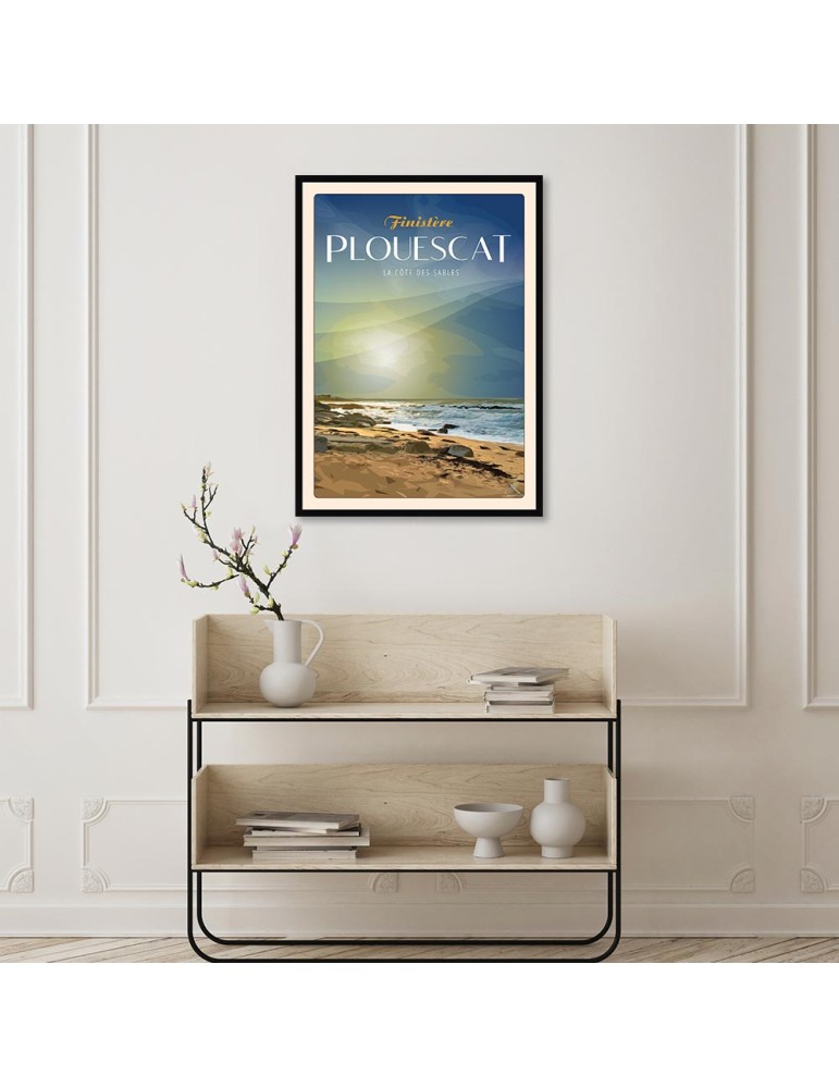 Plouescat La Côte des sables "Plage" - Poster affiche – image encadrée