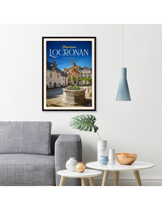 Locronan - Place de L'Église - Poster affiche – image encadrée