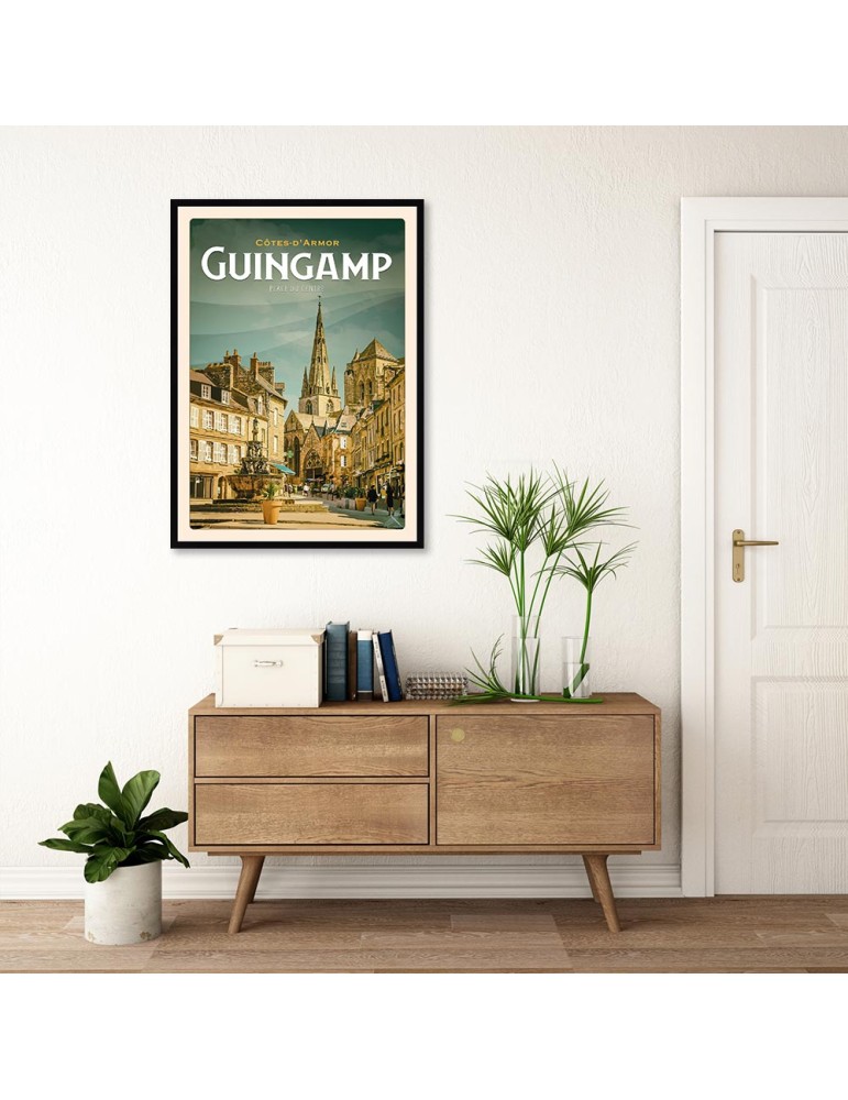 Guingamp - Place du Centre - Poster affiche – image encadrée