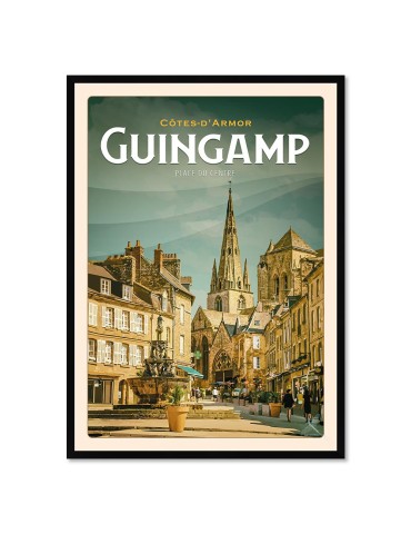 Guingamp - Place du Centre - Poster affiche – image encadrée