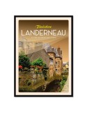 Landerneau Le Pont de Rohan sur L'Elorn - Poster affiche – image encadrée