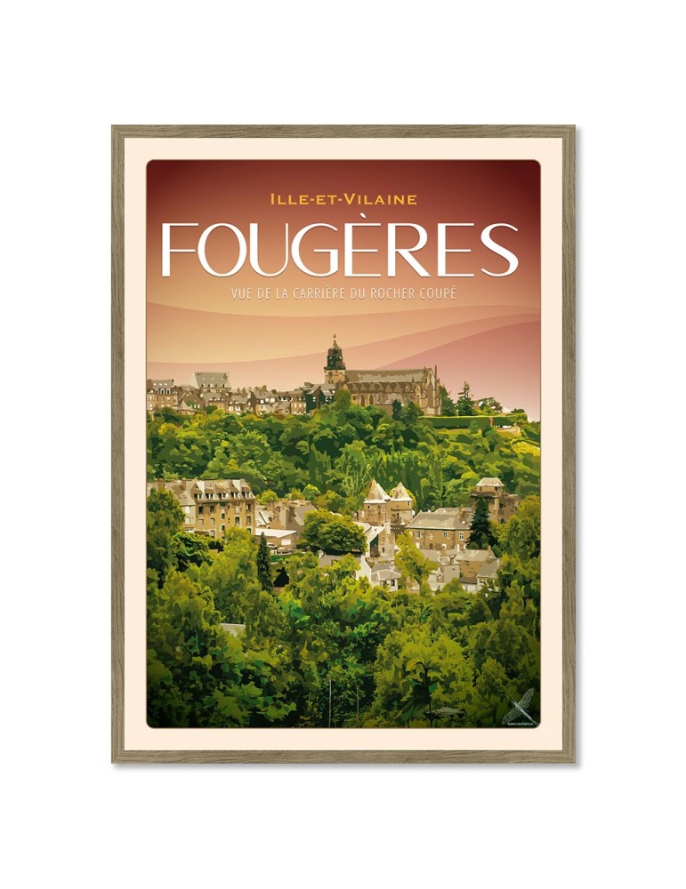 Fougères - Vue de la carrière du Rocher coupé - Poster affiche – image encadrée