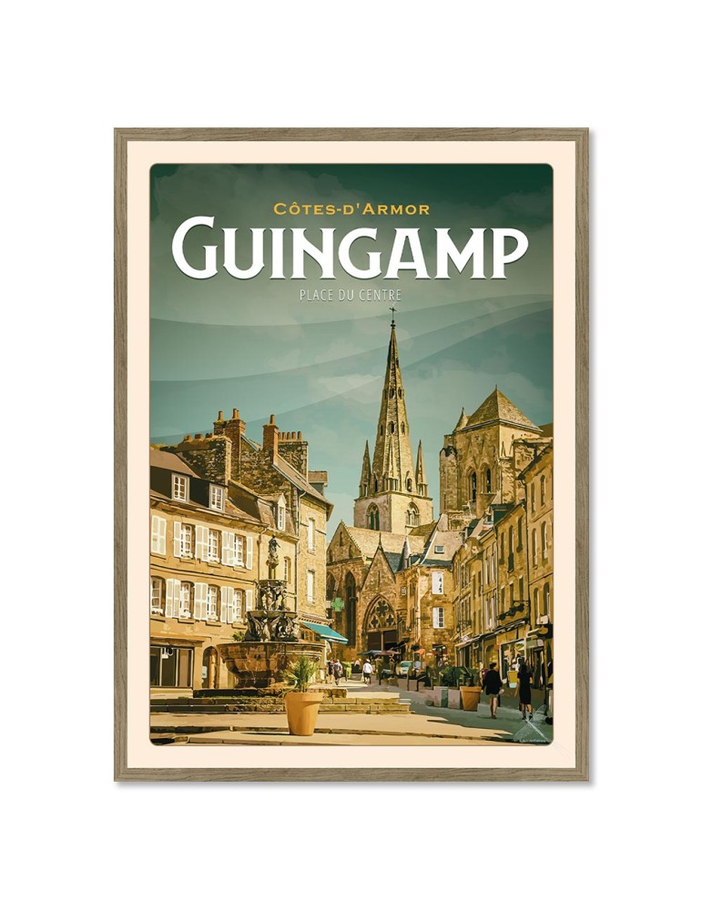 Guingamp - Place du Centre - Poster affiche – image encadrée