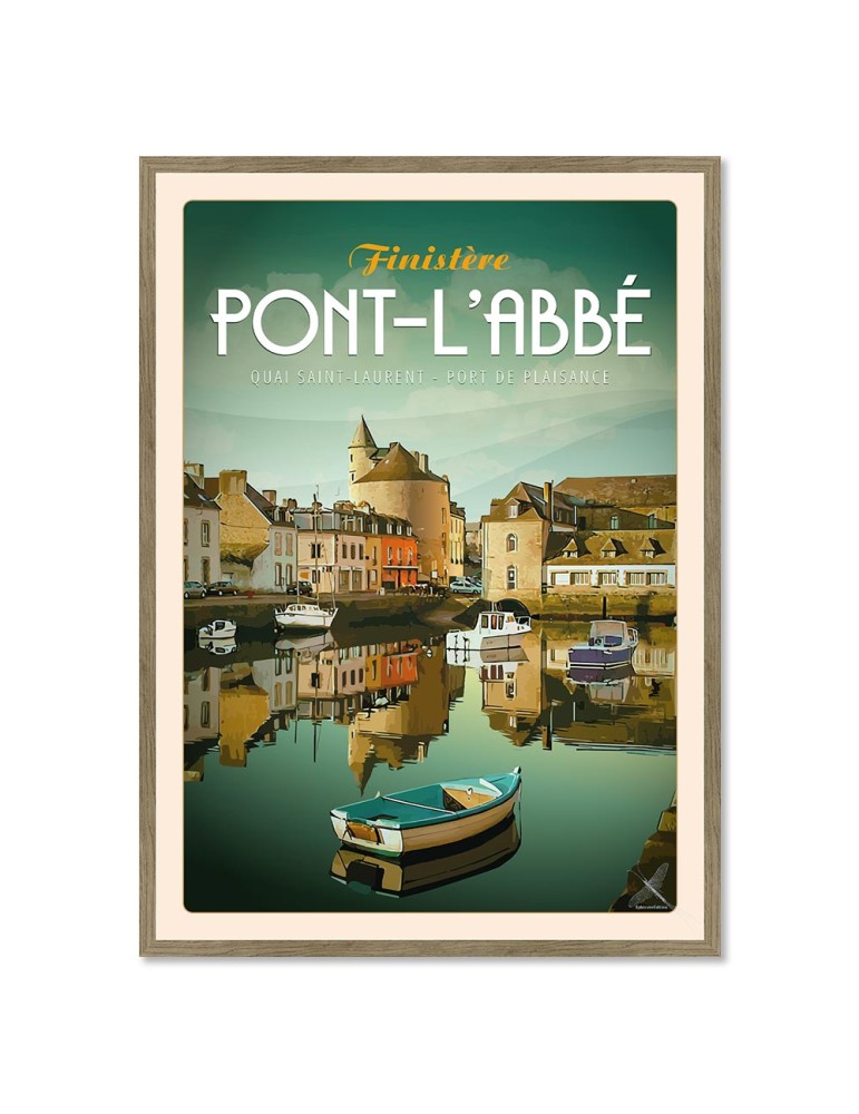 Pont-L'Abbé - Quai Saint Laurent - Port de Plaisance - Poster affiche – image encadrée