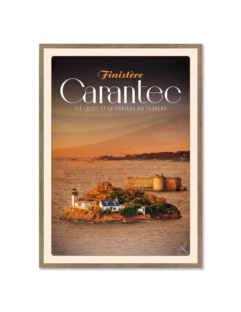 Carantec - L'Île Louët "Château du Taureau" - Poster affiche – image encadrée