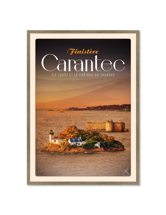 Carantec - L'Île Louët "Château du Taureau" - Poster affiche – image encadrée