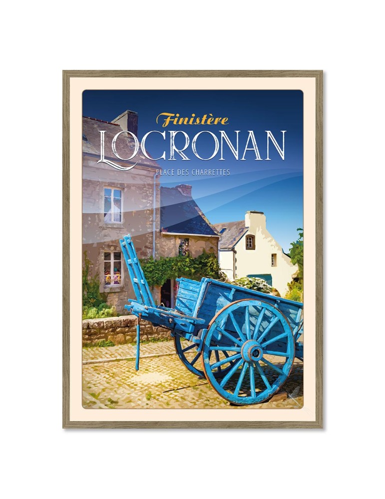 Locronan - Place des Charettes - Poster affiche – image encadrée