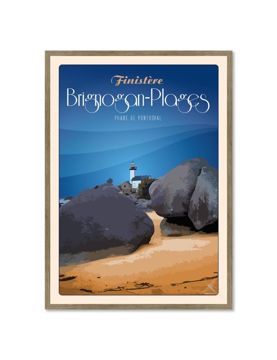 Brignogan-Plages Phare de Pontusval "Granit" – Poster affiche – image encadrée