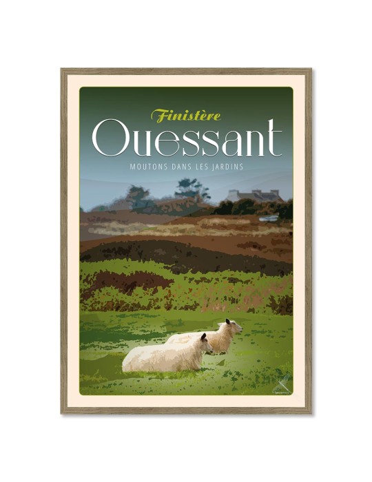 Ouessant Moutons dans les jardins - Poster affiche – image encadrée