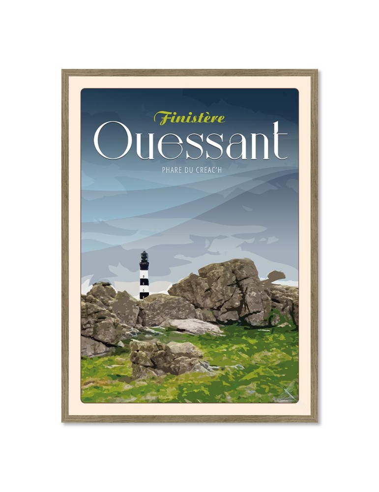 Ouessant Phare du Créac'h - Poster affiche – image encadrée