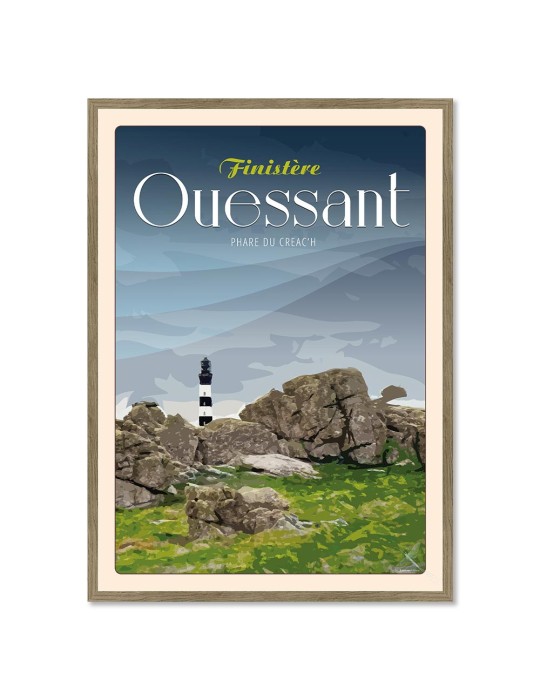 Ouessant Phare du Créac'h - Poster affiche – image encadrée