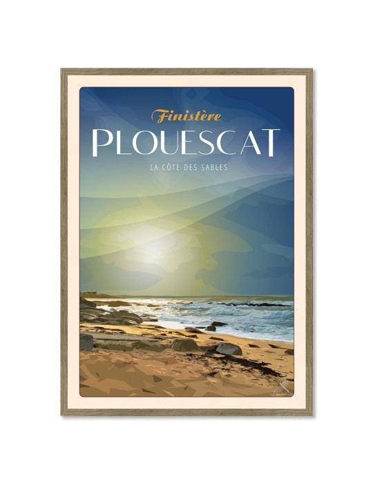 Plouescat La Côte des sables "Plage" - Poster affiche – image encadrée