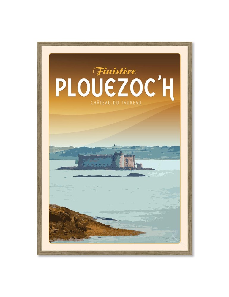Plouezoc'h Le Château du Taureau - Poster affiche – image encadrée