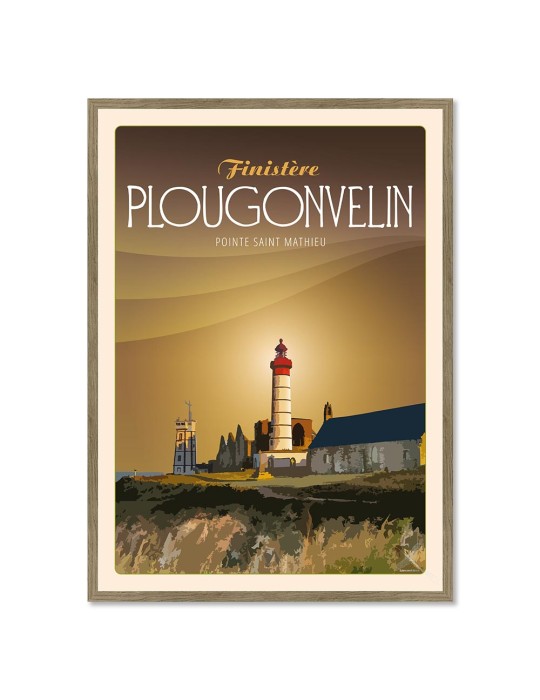 Plougonvelin Pointe Saint Mathieu Soirée - Poster affiche – image encadrée