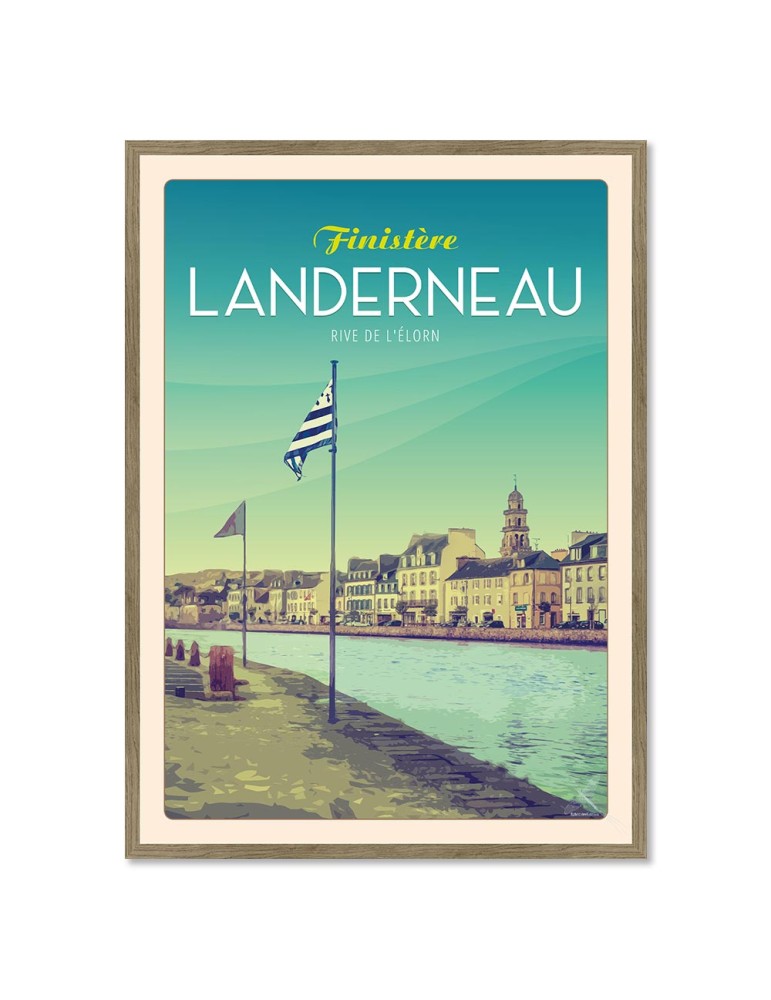 Landerneau - Rive de L'Elorn "Ville" - Poster affiche – image encadrée