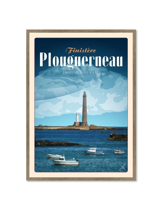 Plouguerneau - Phare de l'Île Vierge "Bateau" - Poster affiche – image encadrée