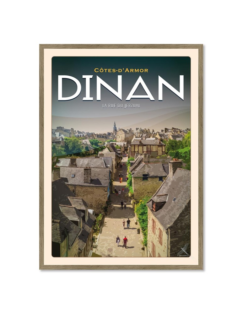 Dinan - Rue du Jerzual - Poster affiche – image encadrée