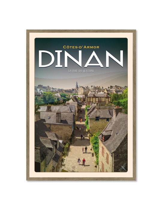 Dinan - Rue du Jerzual - Poster affiche – image encadrée
