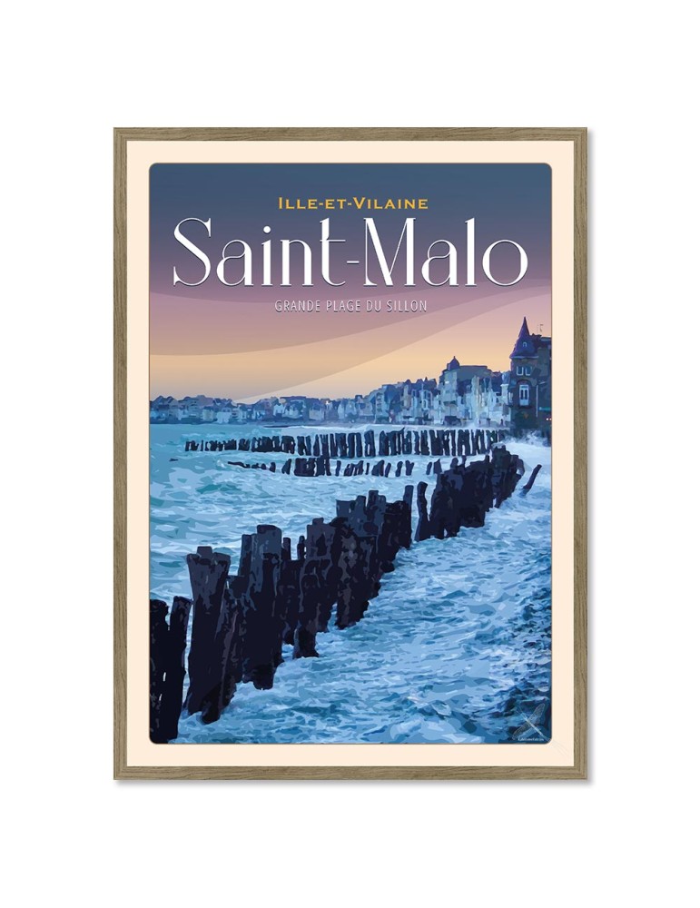 Saint-Malo - Plage du Silllon - Poster affiche – image encadrée