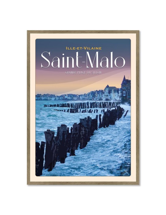 Saint-Malo - Plage du Silllon - Poster affiche – image encadrée