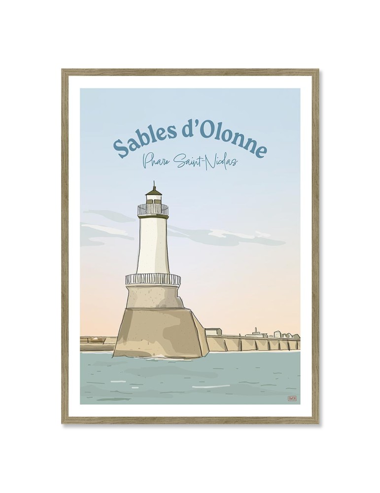 Sables d'Olonne - Phare Saint Nicolas – Poster affiche – image encadrée