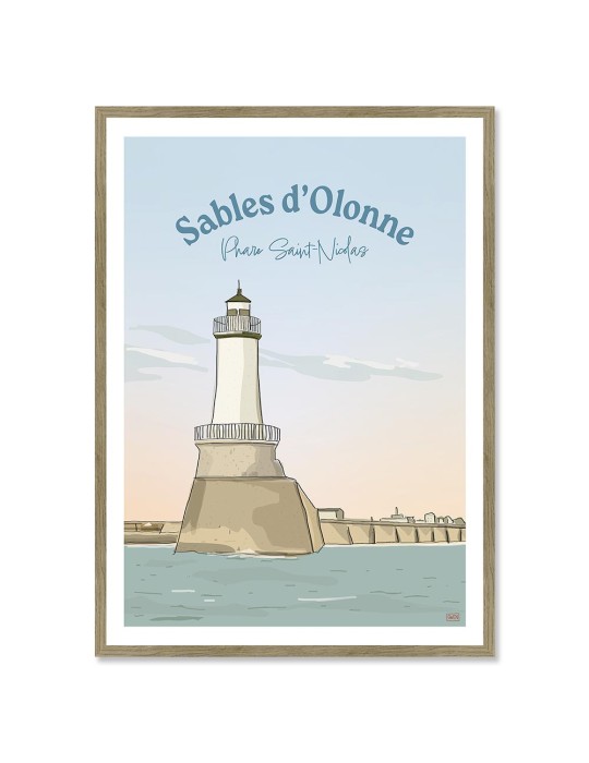 Sables d'Olonne - Phare Saint Nicolas – Poster affiche – image encadrée