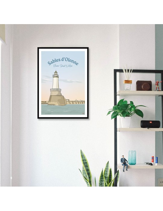Sables d'Olonne - Phare Saint Nicolas – Poster affiche – image encadrée