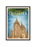 Quimper - Cathédrale Saint Corentin - Poster affiche – image encadrée