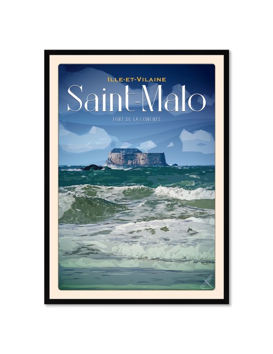 Saint Malo - Fort De La Conchée - Poster affiche – image encadrée