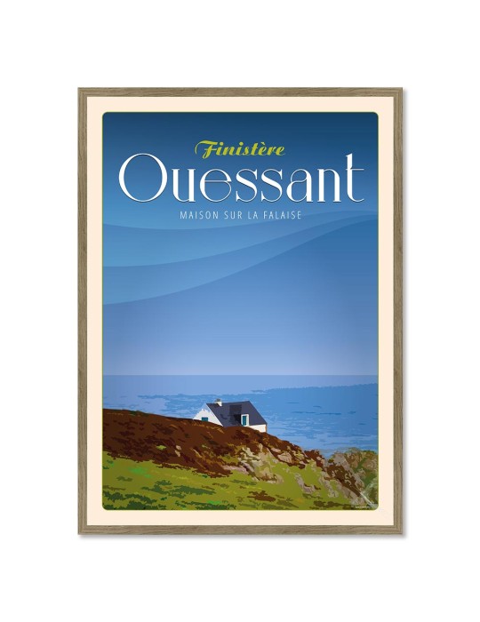 Ouessant Maison sur la Falaise - Poster affiche – image encadrée