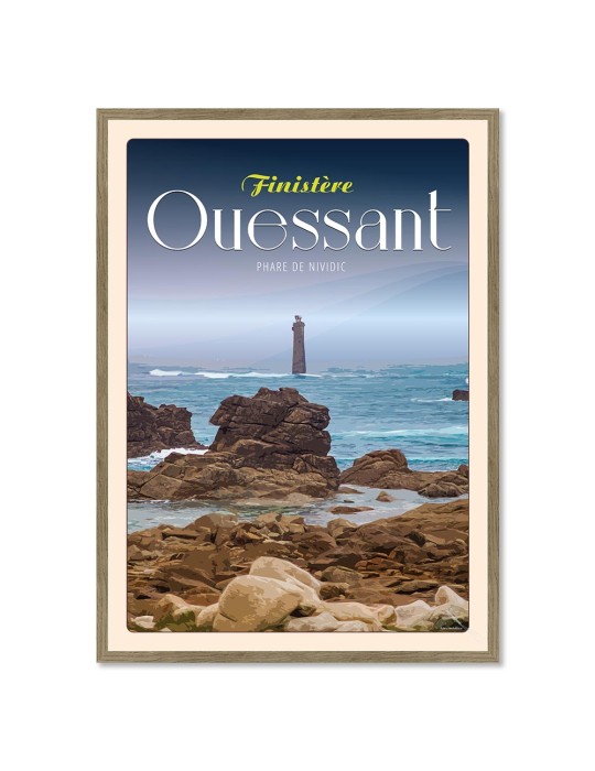 Ouessant Phare du Nividic - Poster affiche – image encadrée