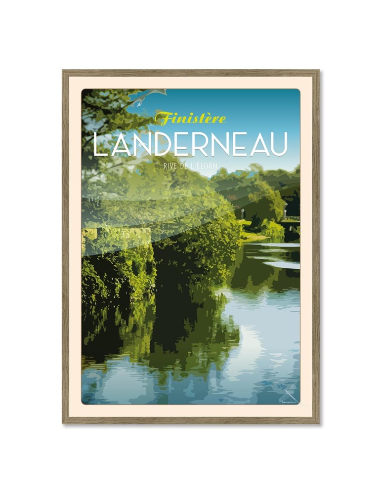 Landerneau - Rive de L'Elorn - Poster affiche – image encadrée
