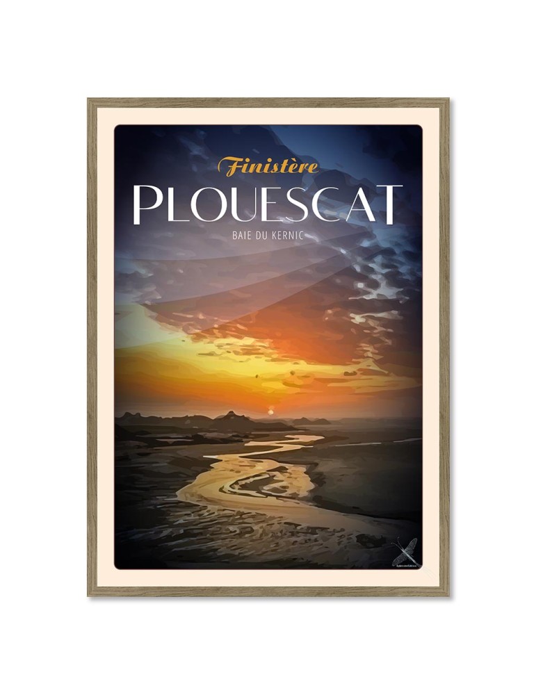 Plouescat - Baie Du Kernic "sunset" - Poster affiche – image encadrée