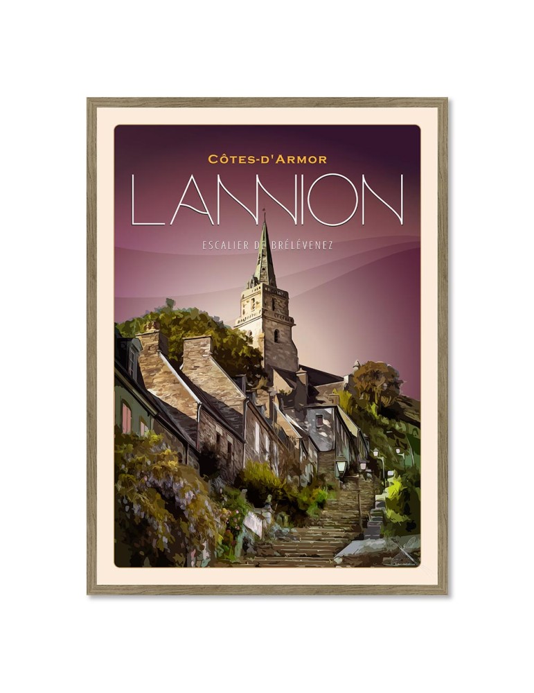 Lannion - Escalier de Brélévenez - Poster affiche – image encadrée