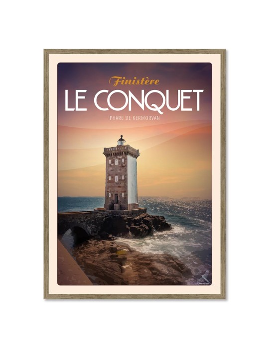 Le Conquet - Phare de Kermorvan "en soirée" - Poster affiche – image encadrée